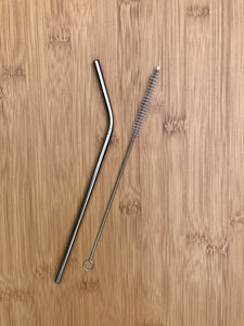Bent Stainless Steel Straw with Straw Cleaning Brush
